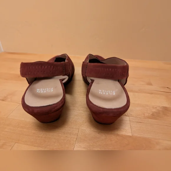 Eileen Fisher EUC Suede Gatwick Slingback Pump, Spice/Burgundy Size 10 - Picture 2 of 6